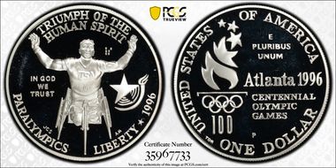 1996-P $1 Paralympic PR68DCAM