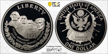 1991-S $1 Mount Rushmore PR68DCAM