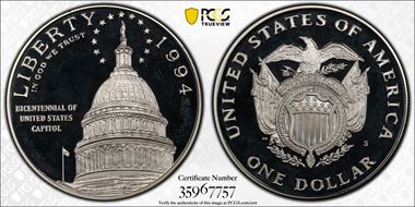 1994-S $1 Capitol PR68DCAM