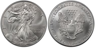 1996 $1 Silver Eagle MS70