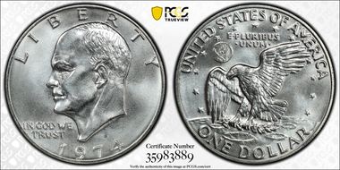 1974-S $1 Silver MS68