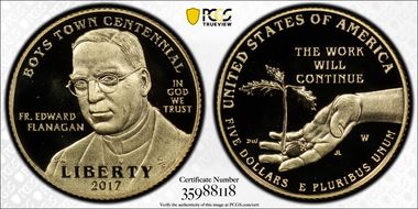 2017-W $5 Boys Town PR69DCAM