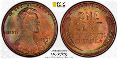1951-D 1C MS65BN