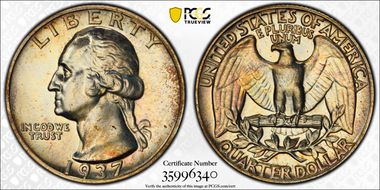1937 25C PR67+