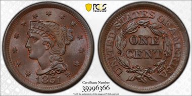 1851 1C MS66+ BN