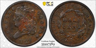 1828 1/2C 13 Stars AU50BN