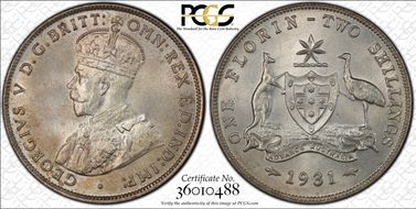 1931(m) Florin KM-27  Ag MS66