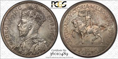 1934-35 Florin Centennial KM-33  Ag MS66