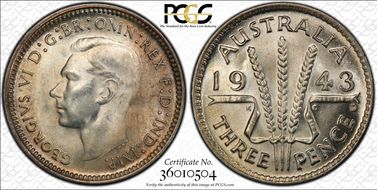 1943-D 3D KM-37  Ag MS65