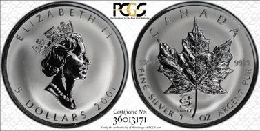 2001 $5 ML Snake Privy SP66