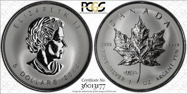 2014 $5 ML World Money Fair Privy SP67