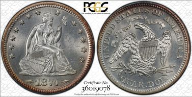 1874 25C Arrows MS64