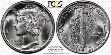 1944-S 10C MS67+ FB
