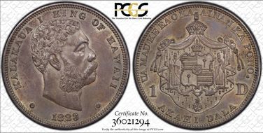 1883 $1 Hawaii AU58