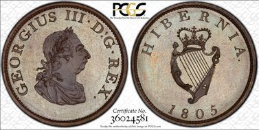 1805 1/2D S-6621 Bronzed Engrailed Edge PR66