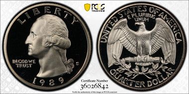 1989-S 25C PR70DCAM