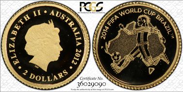 2012-P $2 2014 World Cup Brazil 0.5g Gold PR68DCAM