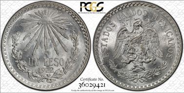 1922-M Peso KM-455  Ag MS64