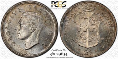 1952 2 Shil KM-38.2  Ag PR66