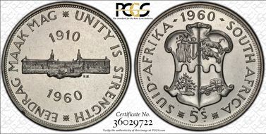 1960 5 Shil 50th Anniversary SA Union PR66