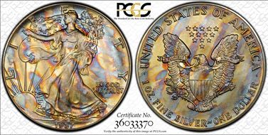 1987 $1 Silver Eagle MS68