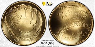 2014-W $5 Baseball Hall of Fame MS70