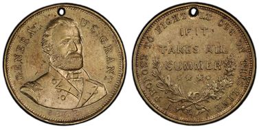 (1868) Medal DeWitt USG 1868-30 Brass Holed General U.S. Grant MS61