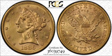1886-S $5 MS62