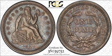 1857 10C AU55