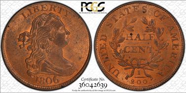 1806 1/2C C-4, Large 6, Stems MS63RD