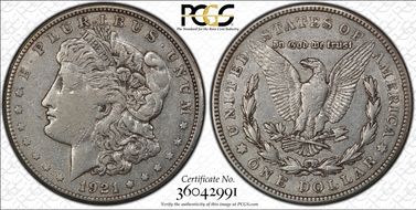 1921-S $1 VAM 1B-4, Thorn Head AU50