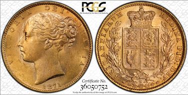 1871-S Sov S-3855 Shield WW Raised MS62