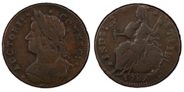 1787 CT 1/2P B over Cinquefoil, M 33.17-r.1 VF35BN