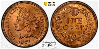 1867 1C MS66RD