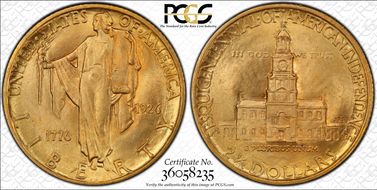 1926 $2.50 Sesquicentennial MS64