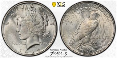 1923 $1 VAM 1B, Extra Hair MS65+