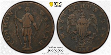 1788 Cent Massachusetts, Period VF25BN