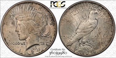 1924 $1 VAM 11A Wing Die Break MS63