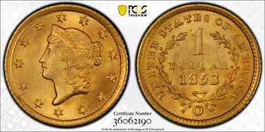 1853-O G$1 MS66