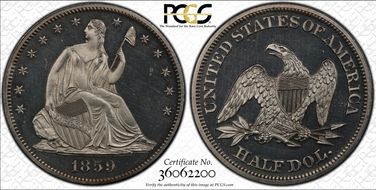 1859 50C PR64+ CAM