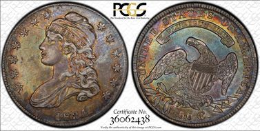 1834 50C Small Date, Small Letters XF40