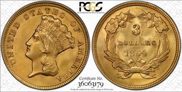 1854 $3 MS64