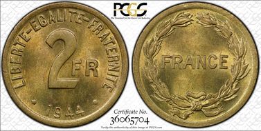 1944 2 Fr Gad-537 F-271 FRANCE MS64