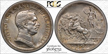 1914-R 2 L KM-55  Ag MS62