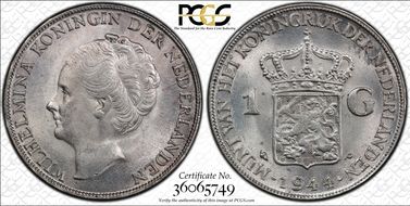 1944-P Gulden Sch-1055 Acorn KM-161.2  Ag MS64