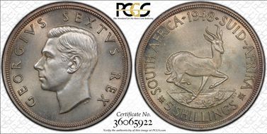 1948 5 Shil KM-40.1  Ag MS65