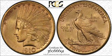 1910-S $10 MS64