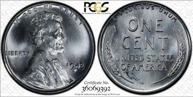 1943-S 1C MS67