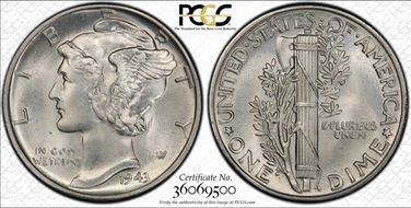 1943 10C MS65