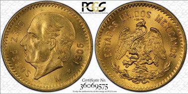 1906-M 10 Peso KM-473  Au MS66